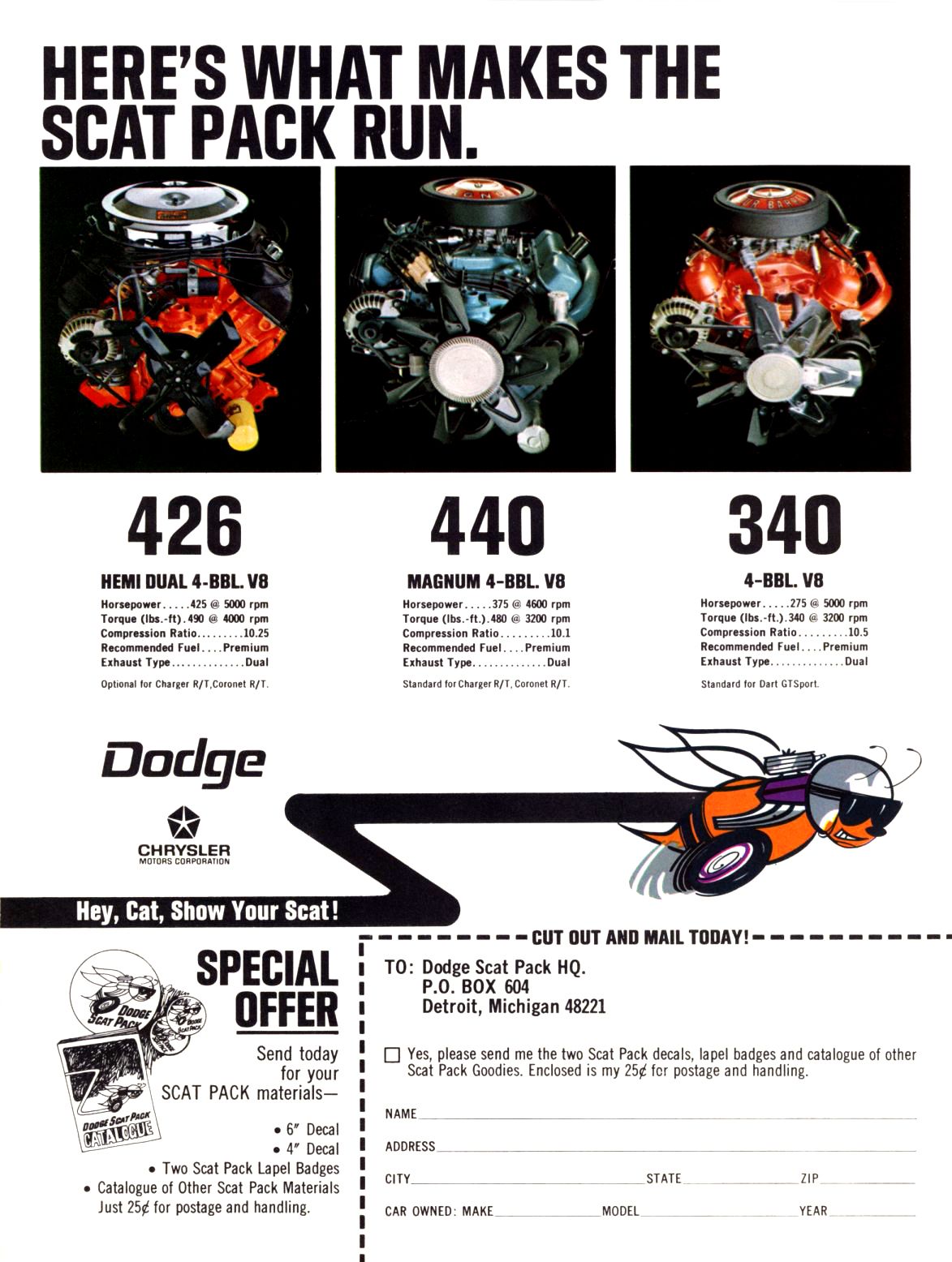 1968 Dodge Scat-Pack Brochure Page 1